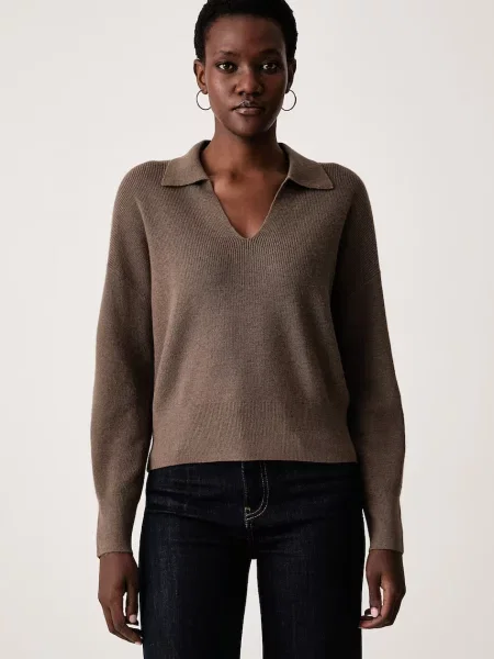 Sisley sweter z wełną brązowy