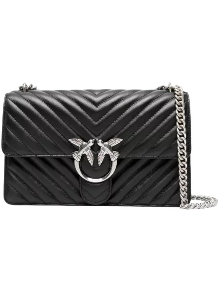 Pinko crossbody kabelka dámska kožená čierna