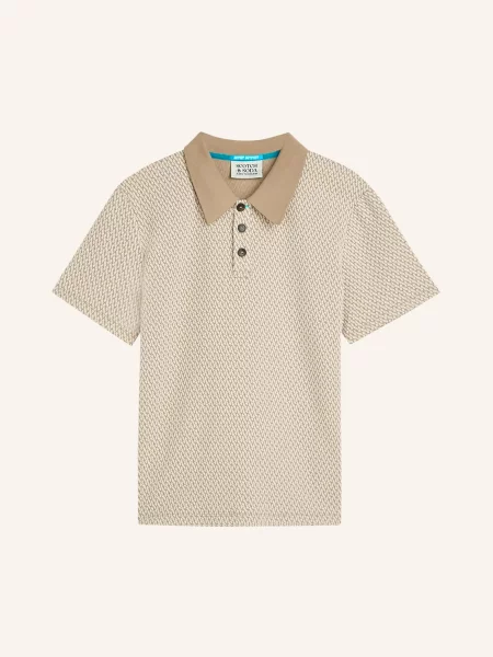 Scotch & Soda Koszulka Polo Z Żakardowym Wzorem Luźny Krój braun beżowe