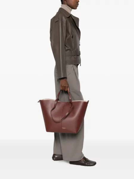Geantă shopper Emporio Armani din piele maro
