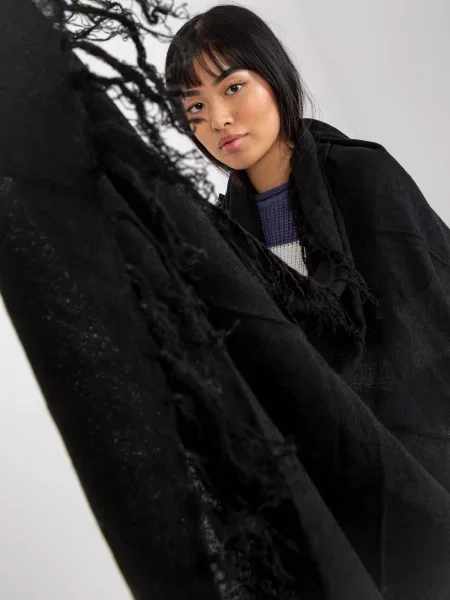 Fular Fashionhunters cu franjuri negru
