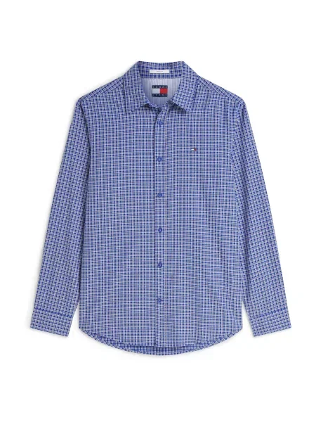 Tommy Jeans Cămașă albastru cobalt / negru alb
