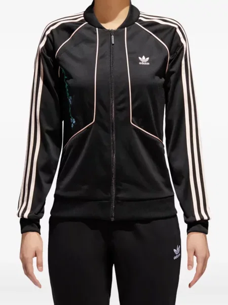 Cropp top Adidas cu dungi cu un umăr gol negru