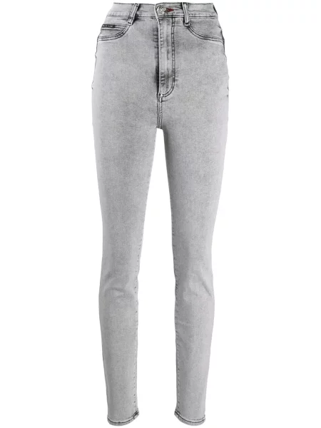 Blugi skinny Philipp Plein cu talie înaltă gri