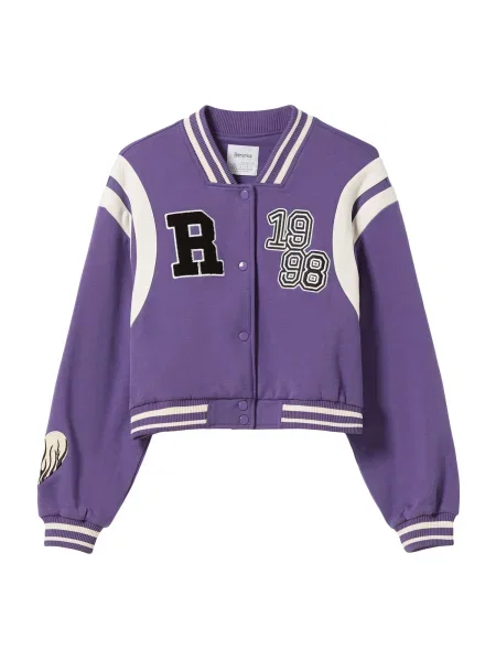 Bershka Prehodna jakna lila / črna bela