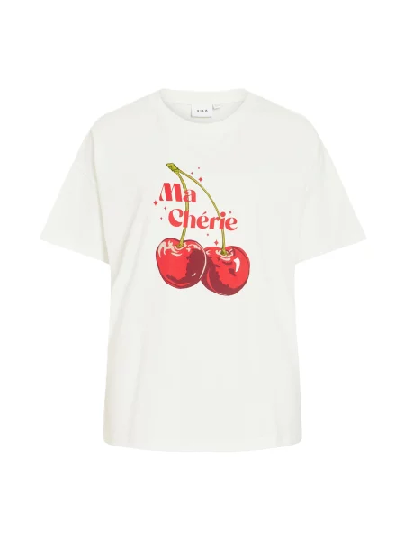 VILA Tricou VIVora oliv / roșu vin / roşu închis alb