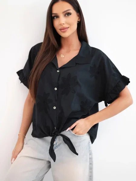 Cămașă Kesi Włoski cu broderie negru