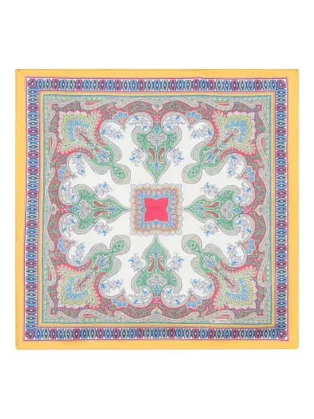 Fular Etro de mătase cu model floral alb