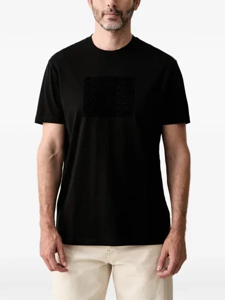 Tricou Armani Exchange cu imagine cu decolteu rotund negru