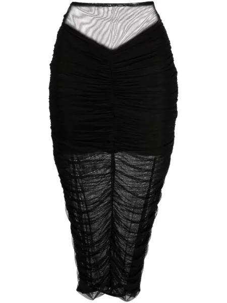 Fustă midi Fleur Du Mal până la genunchi negru