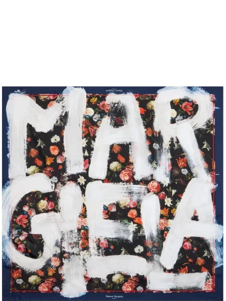 Fular Maison Margiela de mătase cu imagine negru