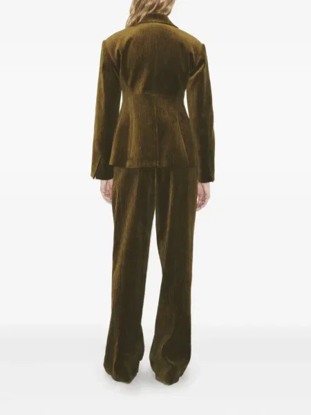 Pantaloni Tory Burch de catifea cord maro