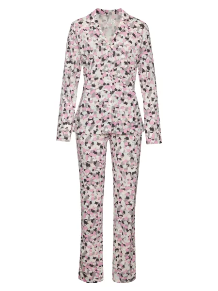 VIVANCE by LASCANA Pijama Dreams gri / roz deschis / murdar alb