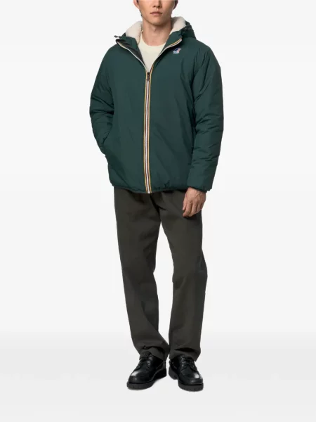 Geacă K-way din fleece cu glugă verde