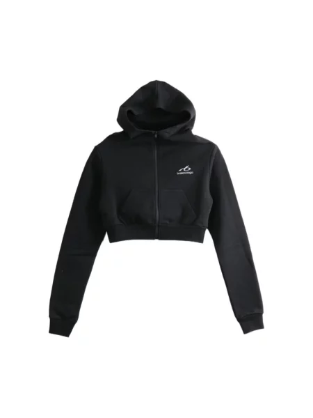 Bluza z kapturem Balenciaga z kapturem z logo o skróconej długości czarna
