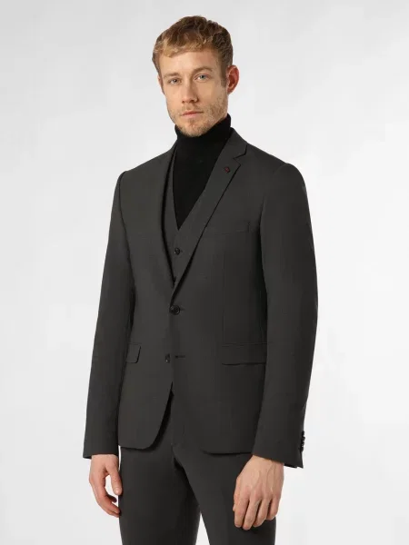 Finshley & Harding London marynarka od garnituru modułowego Mężczyźni Slim Fit Sztuczne włókno jednolity 42 szary