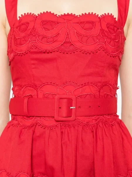 Rochie mini Self-portrait din dantelă de costum roșu