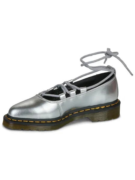 Šnurovacie čipkované tenisky Dr. Martens strieborná
