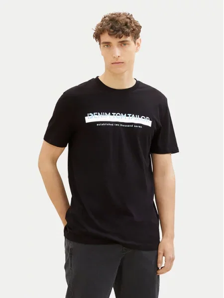 Tom Tailor Denim Marškinėliai Basic Fit juoda