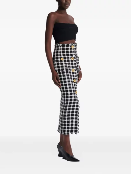 Fustă Balmain din tweed negru