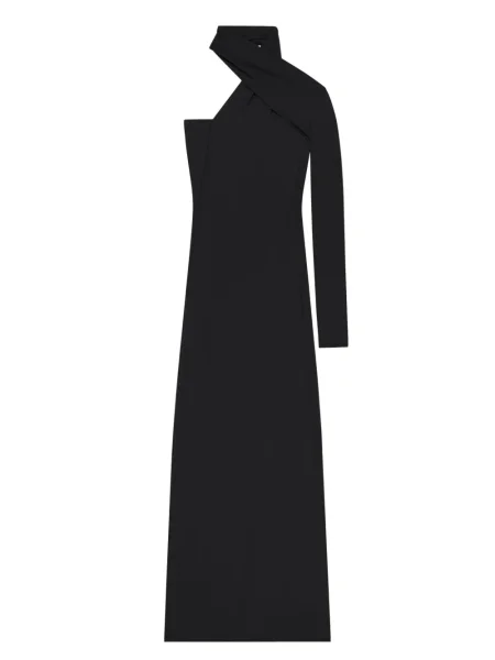 Rochie maxi Courreges cu un umăr gol de costum negru