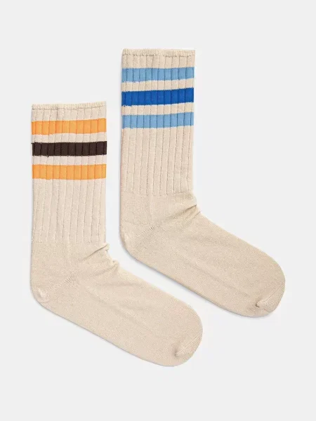 Чорапи с лен adidas Originals 2 чифта бежово