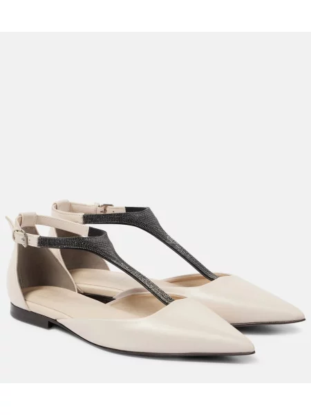 Pantofi cu toc Brunello Cucinelli din piele alb