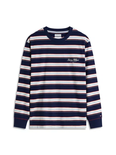 TOMMY HILFIGER Tričko námornícka modrá / azúrová / tmavočervená biela