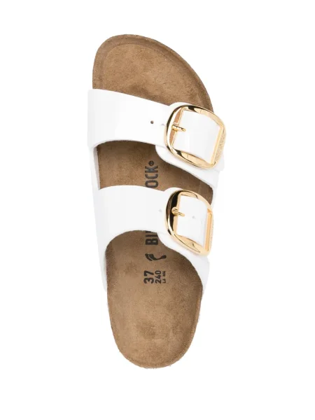 Sandale Birkenstock din piele cu cataramă alb