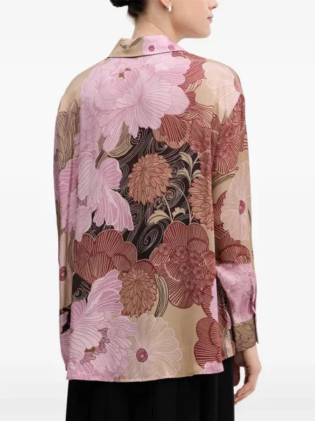 Cămașă Sisley cu model floral maro
