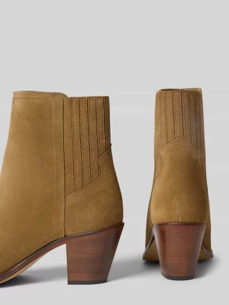 Tommy Hilfiger botki zamszowe WESTERN MID HEEL SUEDE CHELSEA na słupku brązowy