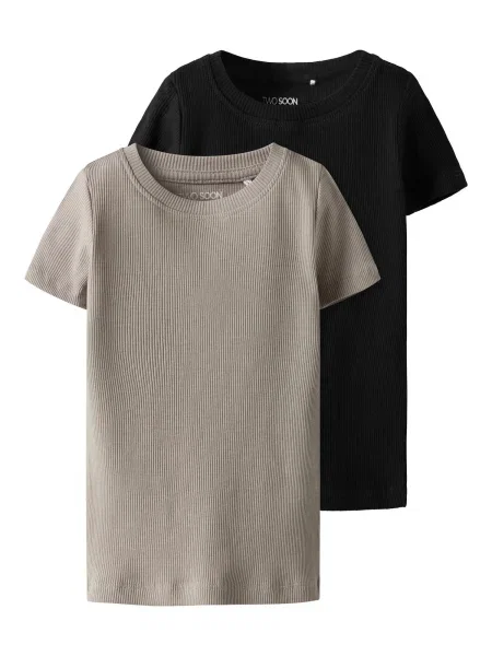 TWO SOON Tricou gri negru