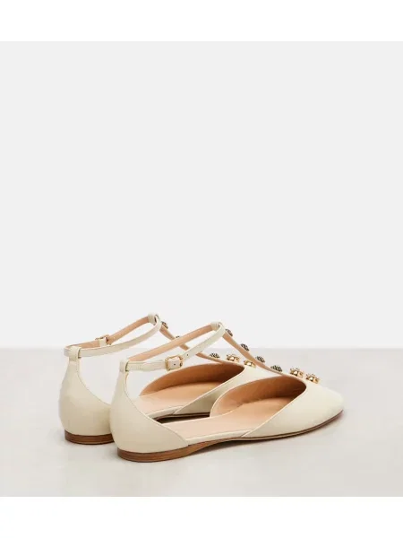 Balerini Chloé din piele alb