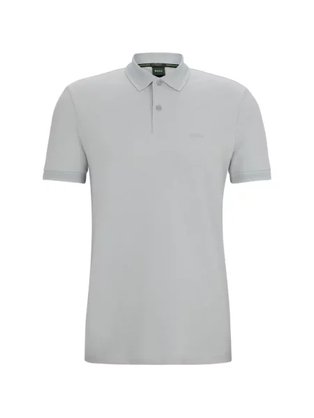 Tricou polo Boss cu broderie gri