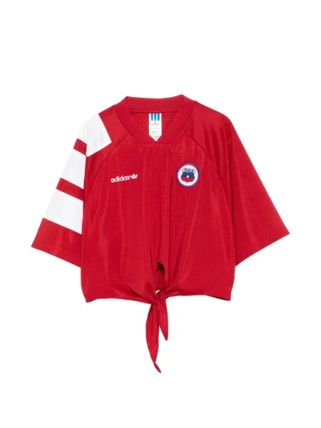 Pălărie Adidas cu dungi cu platformă din jerseu alb