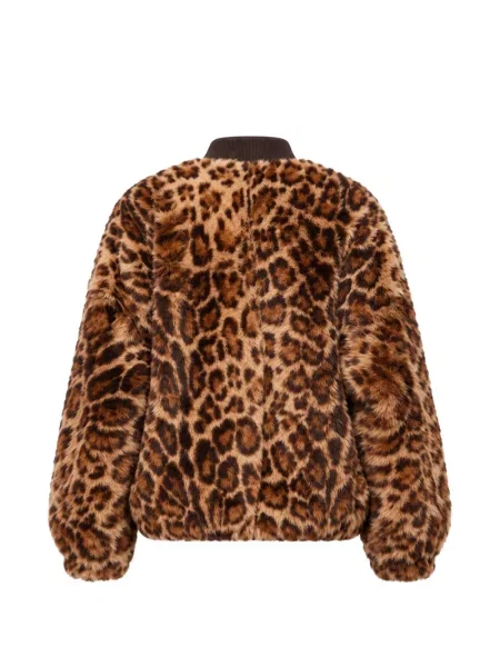 Geacă Arma cu imagine cu model leopard din piele de oaie violet
