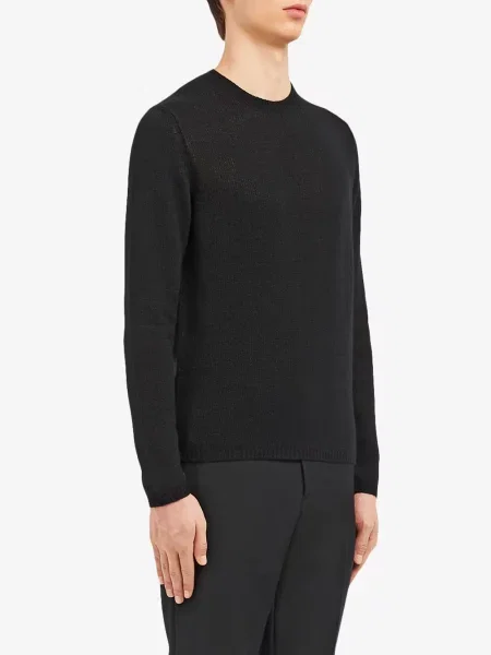 Sweter Prada z kaszmiru z okrągłym dekoltem czarny