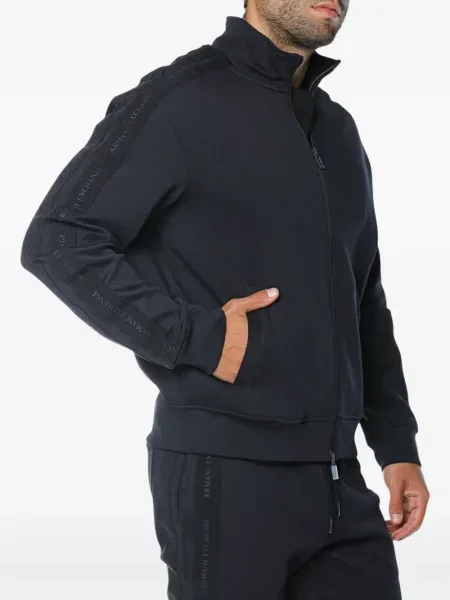 Hanorac cu fermoar Armani Exchange cu autograf albastru