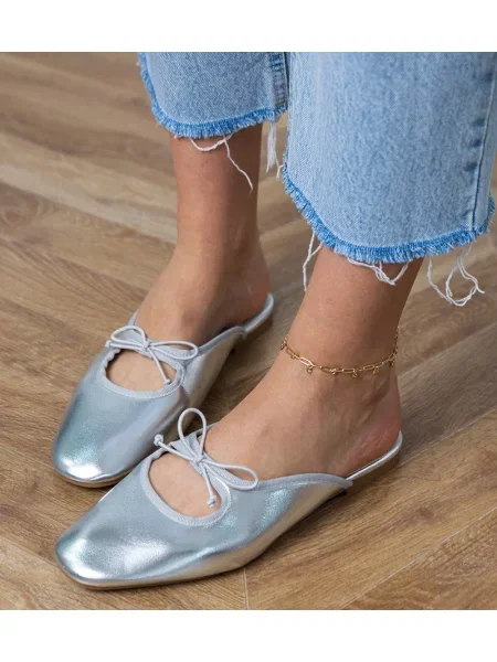 Sandály D/ceo bez podpatku stříbrné