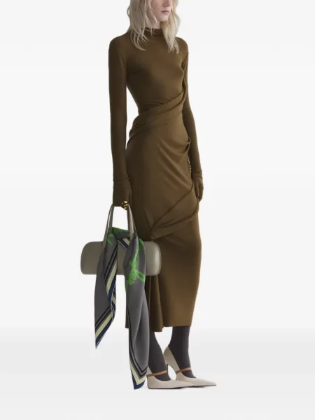 Rochie midi Mugler drapată maro