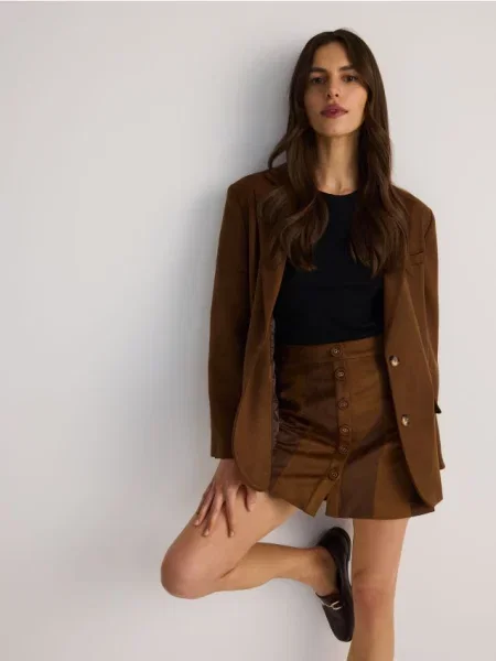 Замшевая юбка Reserved коричневая