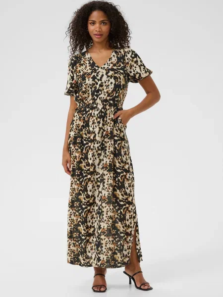 Kaffe Rochie KAIsolde Amber ecru / cappuccino / închis maro