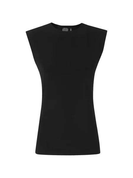 Top Norma Kamali fără mâneci cu decolteu rotund negru