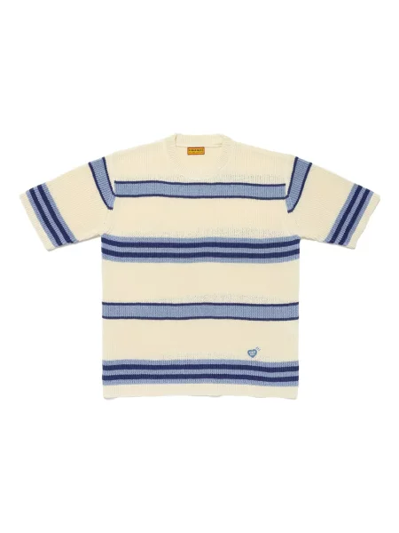 Tricou Human Made cu dungi tricotate albastru