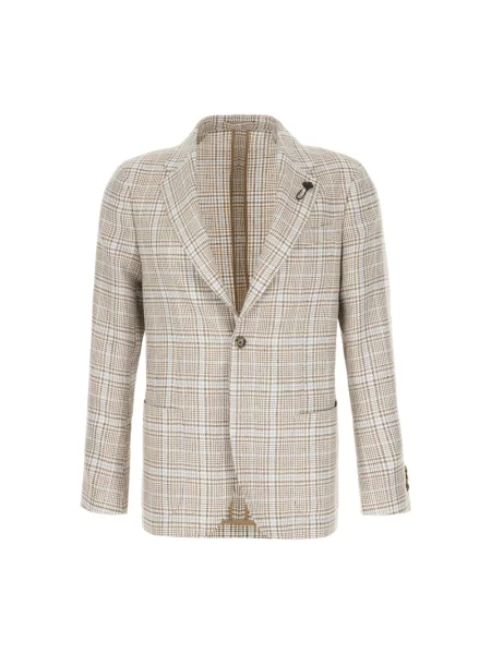 Garnitur Lardini w kratkę jednorzędowy beżowy