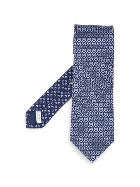 Cravată Ferragamo de mătase cu imagine albastru