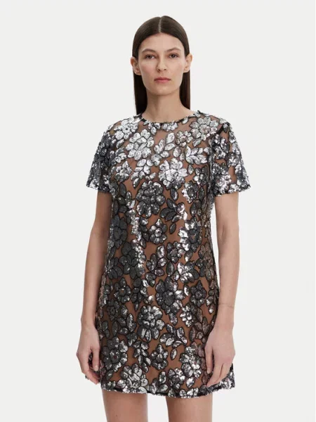 Cocktail obleka MICHAEL Michael Kors srebrna