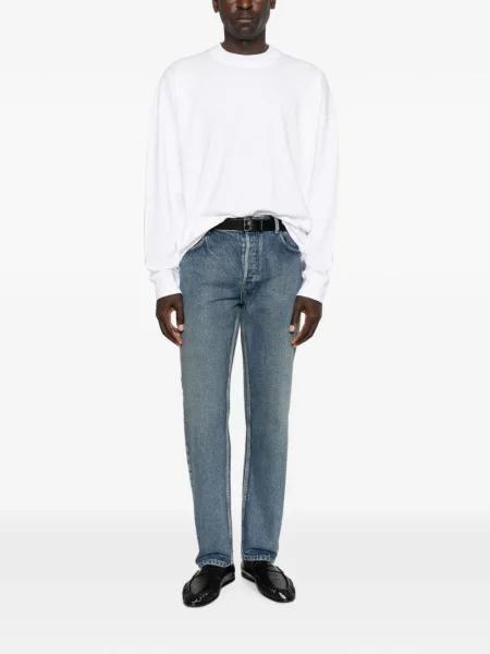 Lung tricou The Row cu decolteu rotund alb