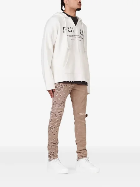 Manšestrové kalhoty Purple Brand s potiskem fialové