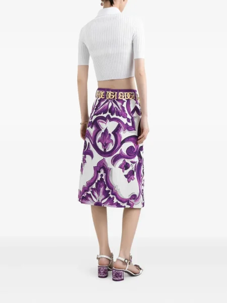 Fustă midi Dolce & Gabbana cu imagine până la genunchi alb